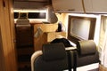 Detail of rear part from interior of campervan Sunlight i76 `Armanik` with two rear seats visible