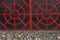 Detail of a red forged metallic gate