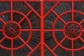 Detail of a red forged metallic gate