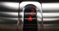 Detail of red led with number two of elevator that go up from second to third floor, business and technology