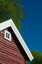 Detail of red log cabin Royalty Free Stock Photo