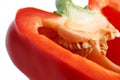 Detail of a red pepper cut in half. Royalty Free Stock Photo