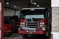 Detail of a red Pierce fire truck at the old Pontiac Fire Department in Pontiac, Illinois, USA Royalty Free Stock Photo