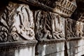 Detail of relief wall with stone carving, old Rome