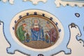 Detail of religion picture on the blue churche in centre of Bratislava Slovakia Royalty Free Stock Photo