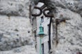 Detail of remains of Berlin Wall, Berlin, Germany. Segments of wall left as reminder of events leading up to the fall of the wall