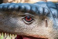 Detail replica of a dinosaur`s head at Dino Park, in Portugal, in real size