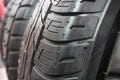 Detail of retread tyres, closeup