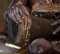 Detail of a ritual drum Asmat tribe.