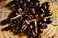 Detail of roasted coffee beans, produced in Colombia Royalty Free Stock Photo