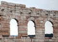 Detail of Roman arches in the Arena in Verona City Italy Royalty Free Stock Photo