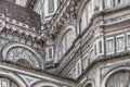 Detail of the roofs and arches in the upper part of the walls of the Cathedral of Santa Maria del Fiore in the apse