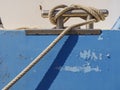 Detail of a rope forming a knot in a fishing ship