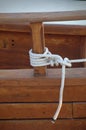 Detail rope on wooden sail boat Royalty Free Stock Photo