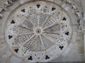 Rose window of the cathedral of Troia in Puglia in Italy. Royalty Free Stock Photo