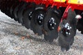 Detail of rotary disc on Swedish modern multipurpose agricultural cultivator Vaderstad TopDown 300