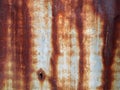 old rusty zinc fence, close-up grunge surface of metal sheet is corroded and damaged Royalty Free Stock Photo