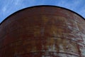Detail of a rusted metal silo