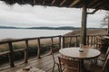 Detail of a rustic seaside cabin