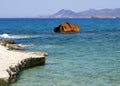 Rusting shipwreck at Sarakiniko on Milos island, Cyclades Islands, Greece Royalty Free Stock Photo