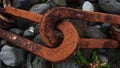 detail of a rusty anchor chain, Heimaey, Iceland