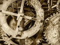 Detail of a rusty ancient church clock mechanism Royalty Free Stock Photo