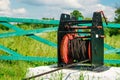 Detail of rusty chain winch on board of commercial fishing vessel Royalty Free Stock Photo