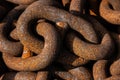 Detail of rusty iron anchor chain..