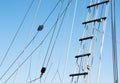 Detail of sailboat rigging and ladder Royalty Free Stock Photo