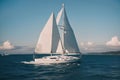 Detail of a sailboat on the tranquil sea