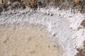 detail of salt crystallization as it evaporates at the edge of a salt pan Royalty Free Stock Photo