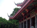 Detail of sam poo Kong temple with greenery