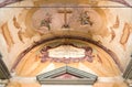 Detail of the Sanctuary of the Crucifix entrance on Sacred Mount Calvary on the Mattarella Hill, Domodossola, Italy Royalty Free Stock Photo