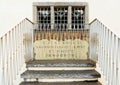 Detail of the Sanctuary of the Crucifix entrance on Sacred Mount Calvary on the Mattarella Hill, Domodossola, Italy Royalty Free Stock Photo