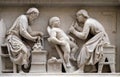 Detail of the sculptors and architects at work, bas-relief, Orsanmichele Church in Florence