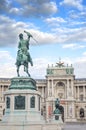 Detail at Sculpture Emperor Joseph II in Vienna Hofburg Imperial Palace,Entrance in sunny day in Vienna, Austria . Royalty Free Stock Photo