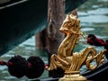 Detail of a seahorse from a gondola in venice. Royalty Free Stock Photo