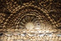 Detail of seashells made into a mural