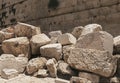 Detail of Second Temple Destruction at the Kotel in Jerusalem Royalty Free Stock Photo