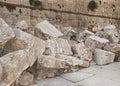 Detail of Second Temple Ruins at the Western Wall in Jerusalem Royalty Free Stock Photo