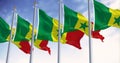 Detail of the Senegal national flag waving in the wind
