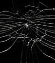 Detail of the shattered glass - cracks and shards Royalty Free Stock Photo