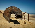 Detail of the Shawnee shipwreck, the Skeleton Coast of Namibia, south west Africa Royalty Free Stock Photo