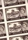Detail from a half crown sheet of mint vintage postage stamps from the UK.