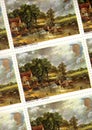 Detail from a sheet of John Constable vintage postage stamps from the UK.