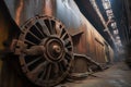 detail of ship rudder in dry dock under maintenance