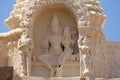 Detail of Shiva Virupaksha Temple, Hampi, Karnataka, India. Stone bas-reliefs Royalty Free Stock Photo