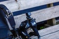 Detail shot with action camera mounted on a sports helmet Royalty Free Stock Photo
