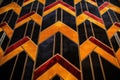 detail shot of a art deco geometric patterned rug