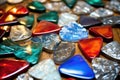 detail shot of a collection of guitar picks on a table